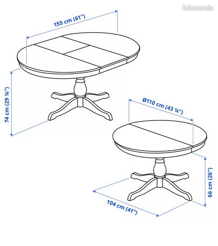 Table de salle à manger ronde IKEA et 4 chaises (image 5)