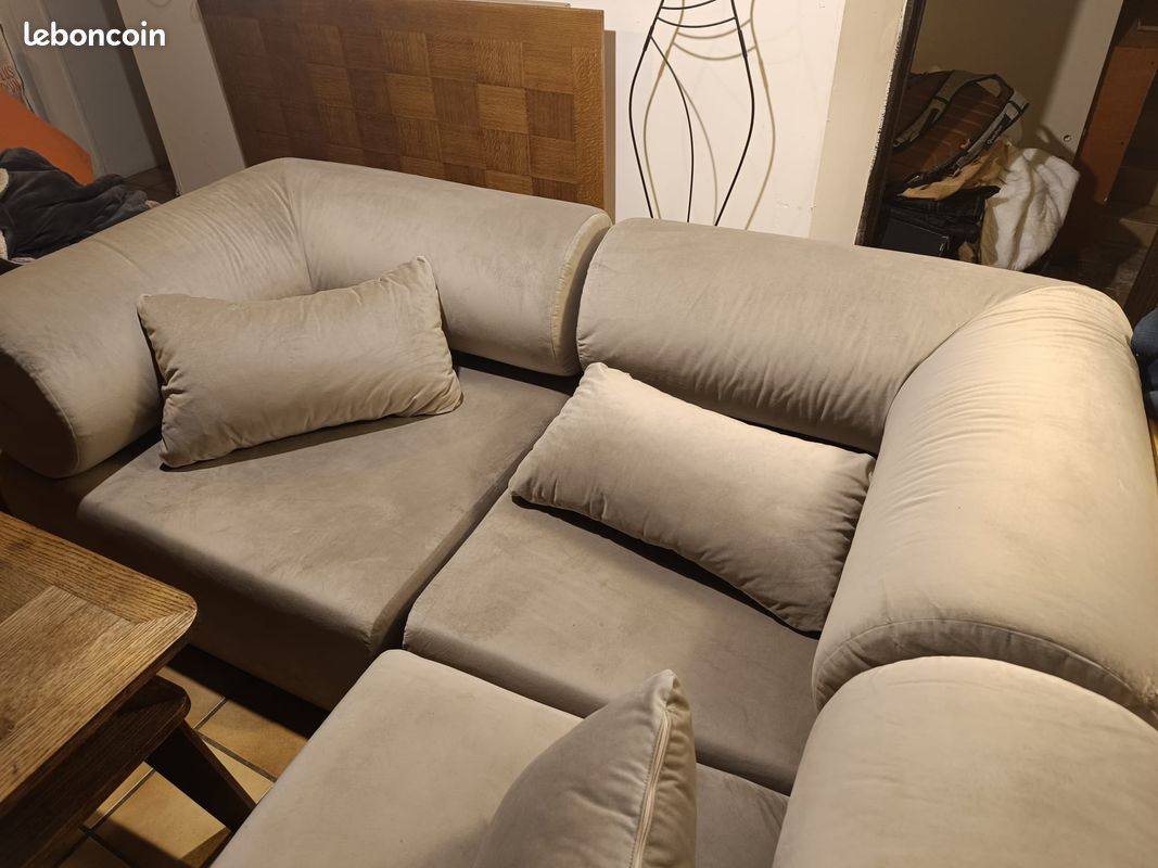 Canapé Velour Gris (image 4)