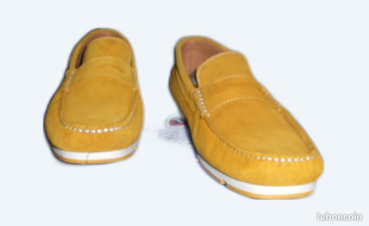 Mocassins Homme Pointure 41 - Cuir Bleu, élégant, Neuf Sans Emballage