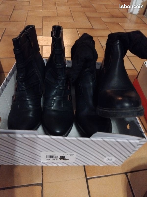 Bottine à talon noire femme (36-41