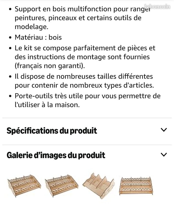 Support Organisateur Peintures & Pinceaux Hartem - Bois, 52 Flacons 18ml + 8 Flacons 35/60ml + 22 Pinceaux