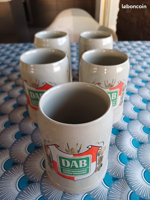 Idée cadeau Lot 5 chopes de bière ou pintes DAB Made in Germany (image 2)