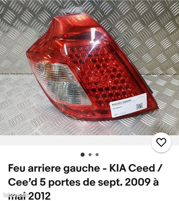 Feu Arrière Gauche Pour Kia Ceed / Cee'd 5 Portes (sept 2009 à Mai 2012) - Occasion En Bon état