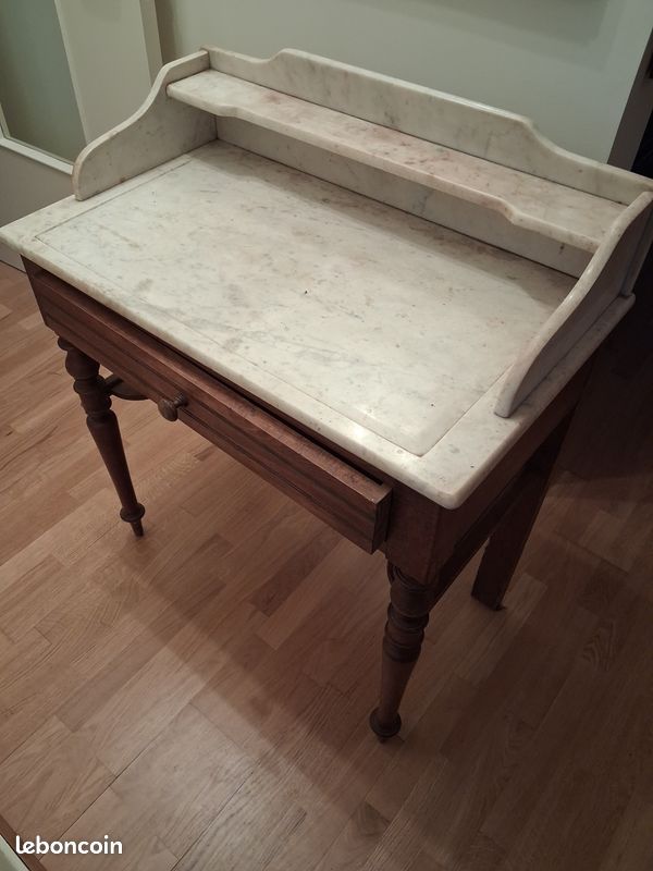 Coiffeuse ou console d'entrée marbre et bois (image 12)