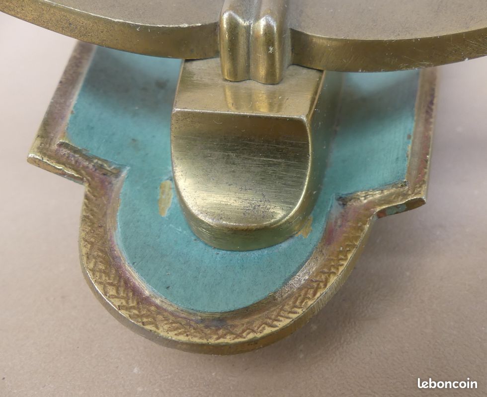 Ancien porte (pique) cierge Sainte Vierge Marie bronze patine verte art déco Vierge Miraculeuse dévotion christianisme (image 6)