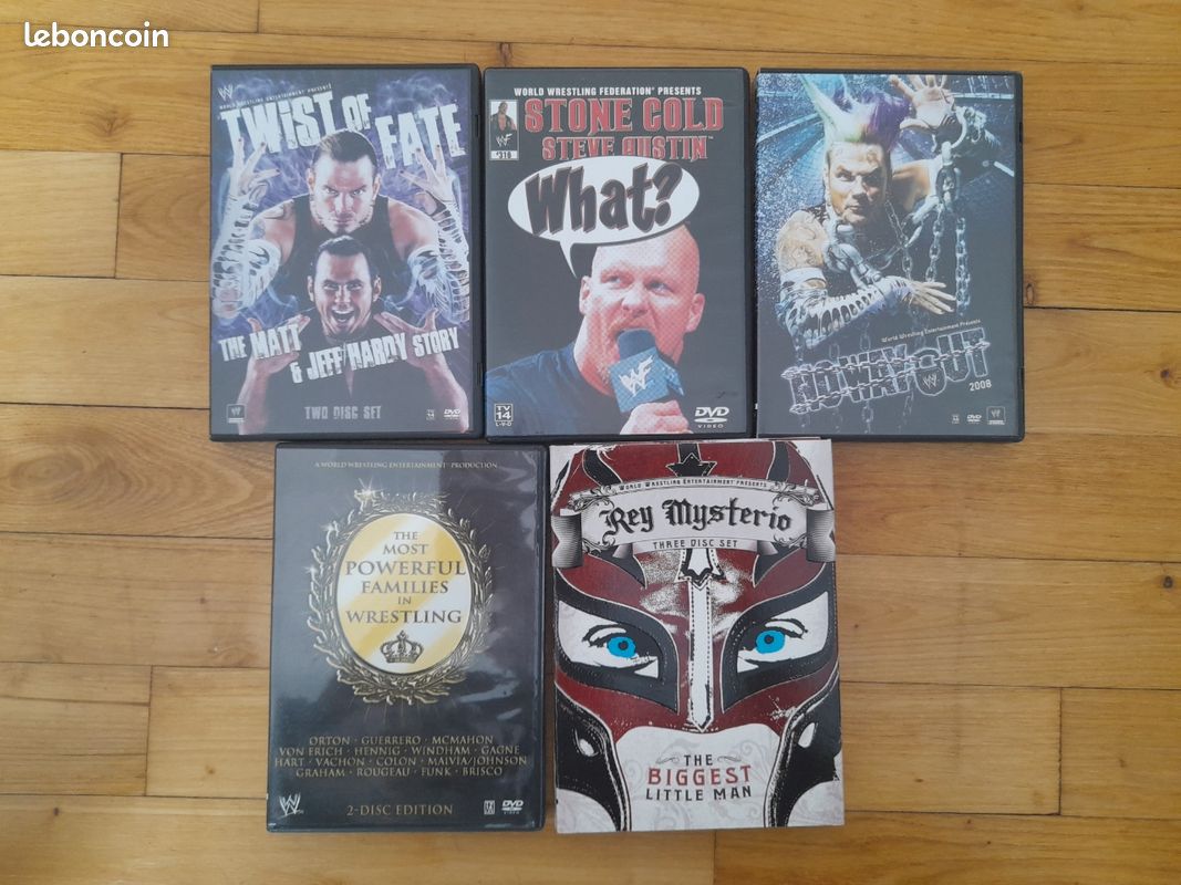 Lot de dvds américains region 1 wwe wwf catch wrestling Stone cold rey mysterio (image 1)