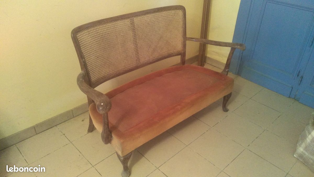 Banquette ancienne bois vintage (image 1)