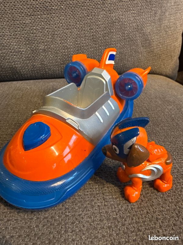 NEUF 2 figurines Pat Patrouille et leur véhicule: Ruben le bouledogue anglais et son engin de chantier jaune et Zuma le labrador sauveteur orange jouet enfant pour garçon fille idée cadeau de Noël (image 7)