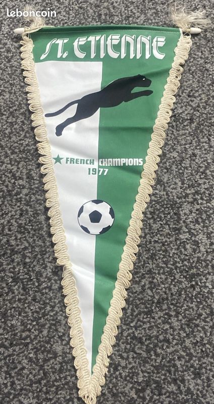 Fanion ASSE A.S. Saint-Étienne Années 80 - Ancien écusson Football