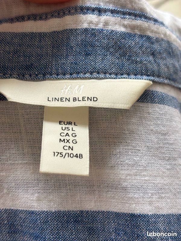 Robe H&M Manches Courtes Rayures Beige Et Bleu - Taille 40, Occasion Très Bon état