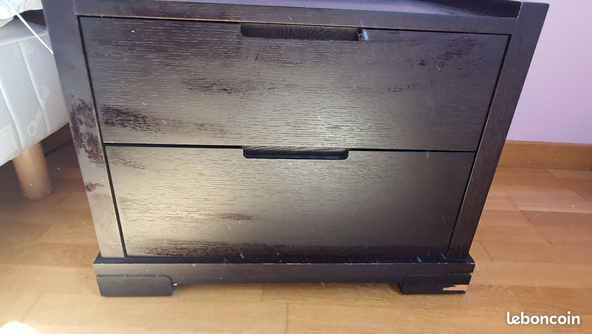2 chevets et commode design chene Wengé (image 5)
