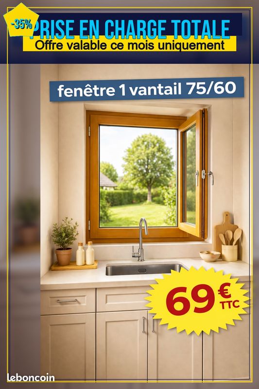 Fenêtre 1 vantail 75/60 stockDAHAN (image 1)
