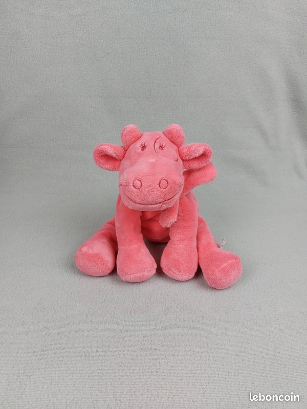 Peluche doudou vache Lola rose NOUKIE'S 2014 24 cm billes pattes