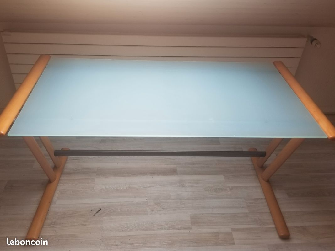 Bureau bois et plateau verre (image 1)
