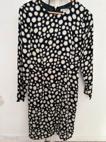 Robe De Soirée à Pois Longue Noire Tulle Col V Demi Manche