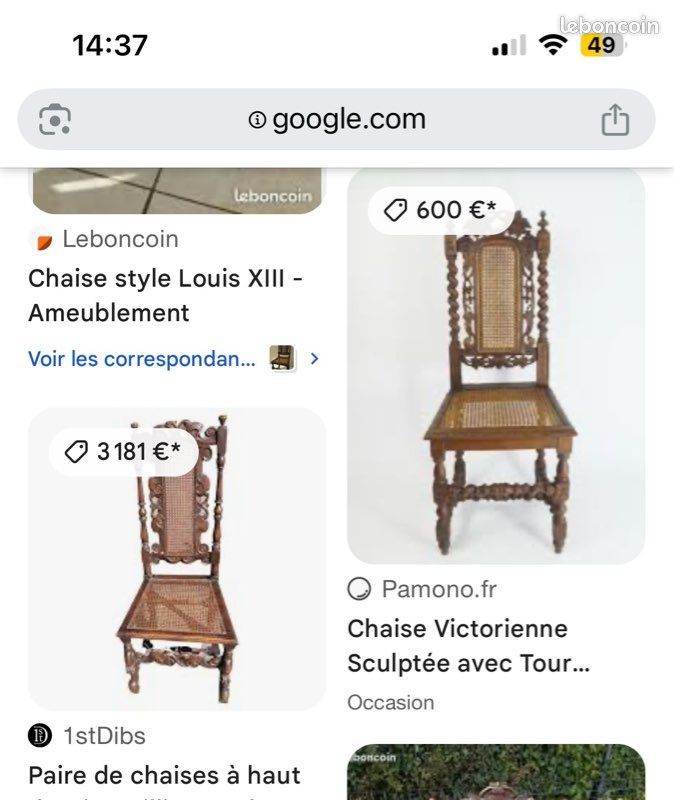 Chaises 19eme en noyer (image 8)