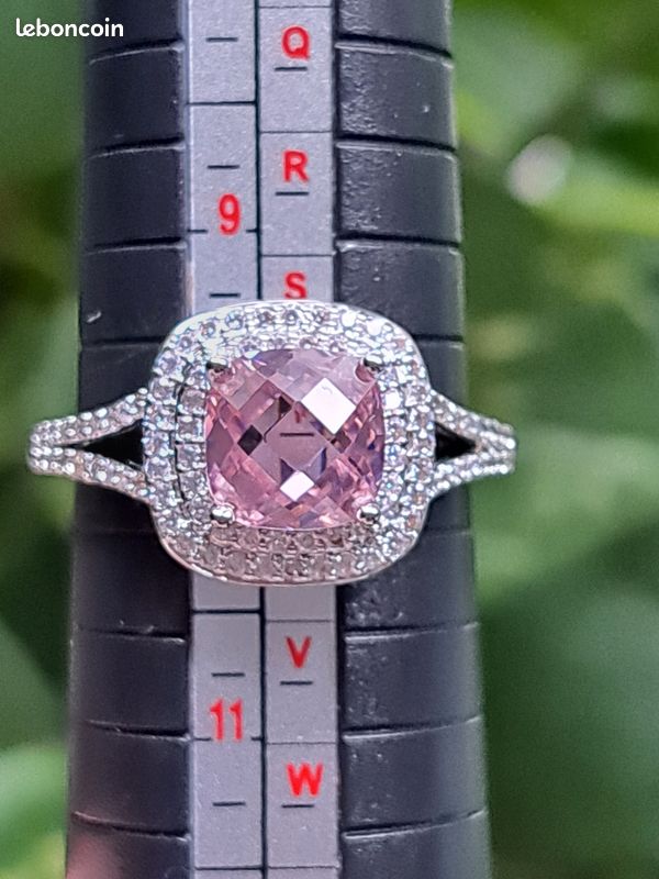Bague Argent S925 Zircone rose brillante ,zircones blanc femme taille 62 (image 10)