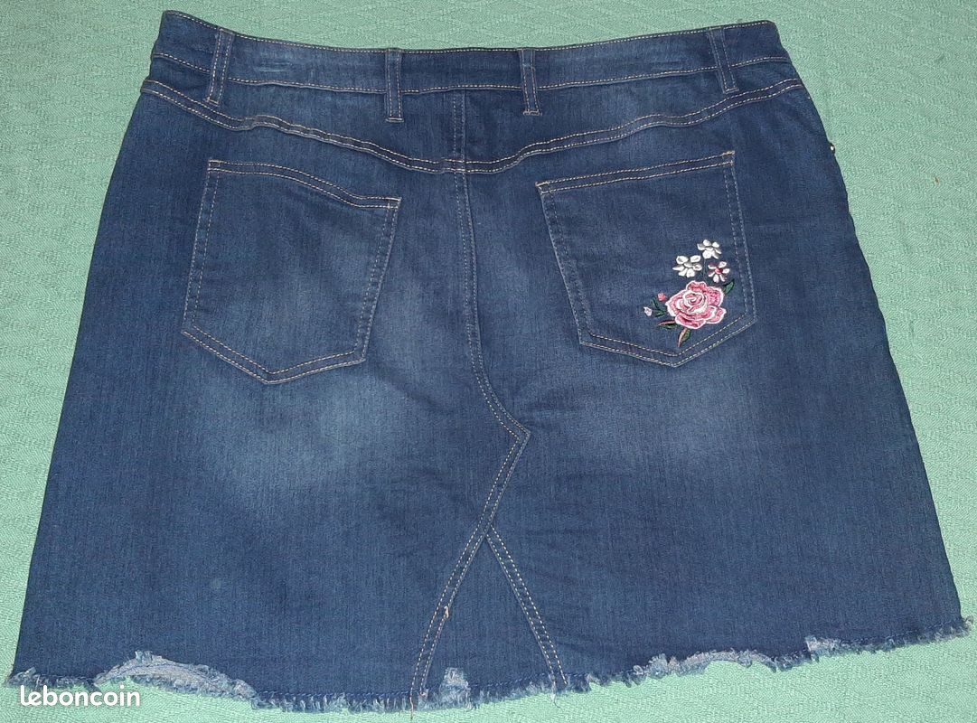 Jupe En Jean Cherokee Fille Avec Volants, Fleur Et Dentelle - Taille S/M - Neuve Avec Étiquette