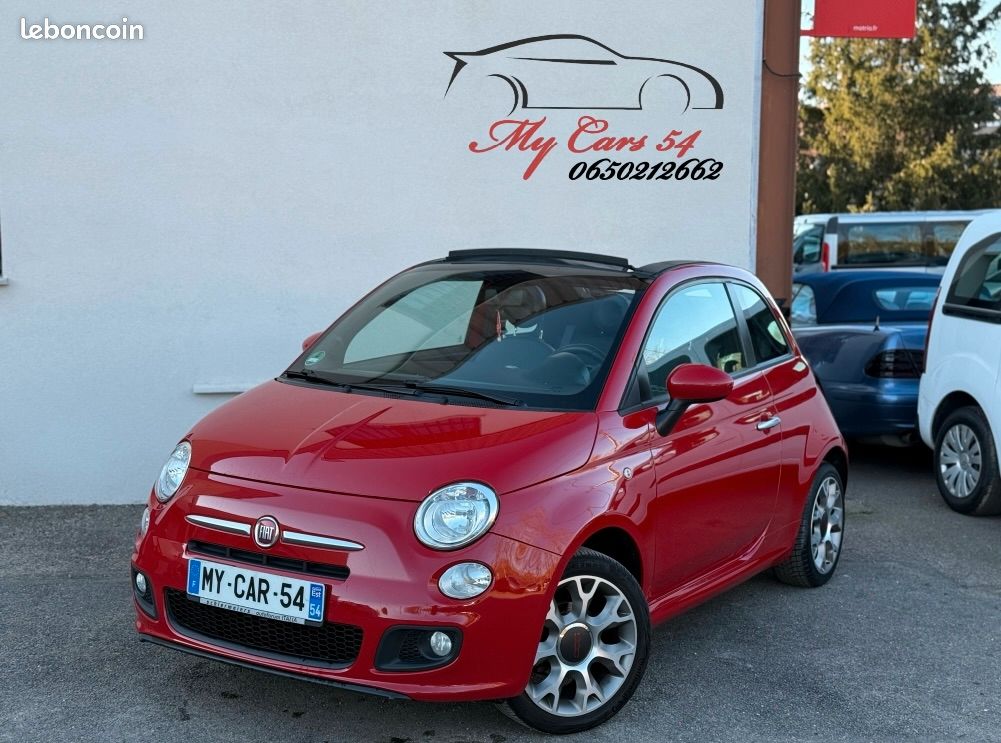 Fiat 500c 1,2i 70ch S Cabriolet/ Rouge/ Semi-Cuire/2014/Radar de recule/Jantes Sport (image 1)