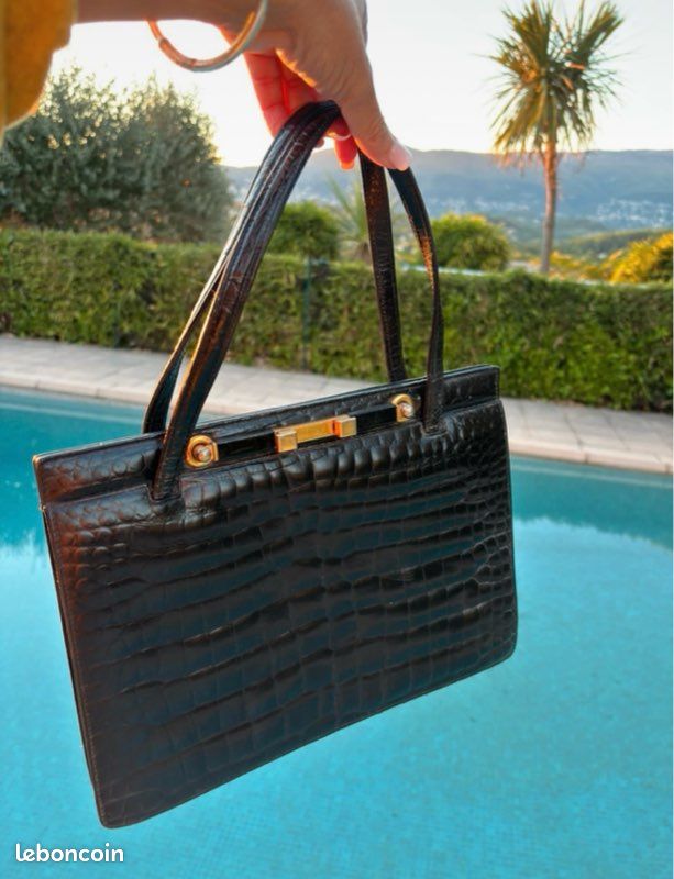 Sac à Main Vintage Vimar Années 60 – Cuir Crocodile Véritable – État Très Bien Conservé – France