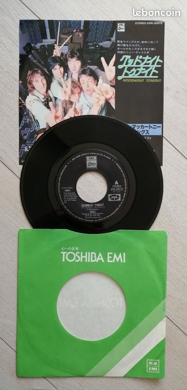 45 tours vinyl de paul mccartney wings goodnight tonight JAPON (image 1)