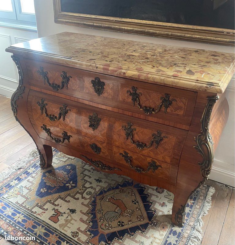 Commode ancienne style Louis XV décoration château (image 1)