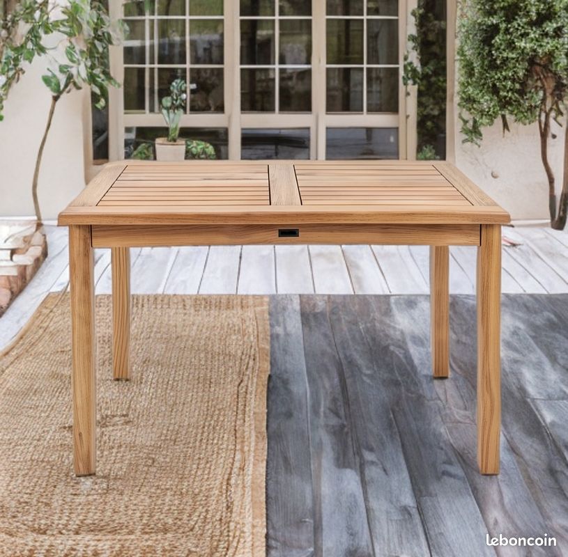 Table De Salon En Teck Massif Antique 100x100 Cm – Palazzo INT, Style Loft, Neuve !