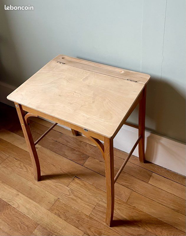 Bureau pupitre d’enfant et sa chaise vintage Baumann (image 6)