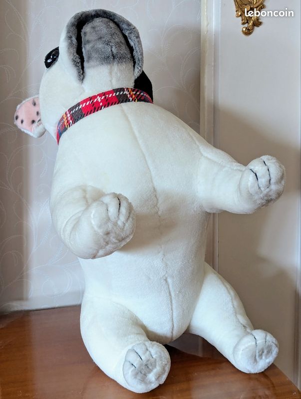 Ancienne Peluche Bouledogue Français – Poupée Ancienne Rembourrée, Style 1920, Made In France