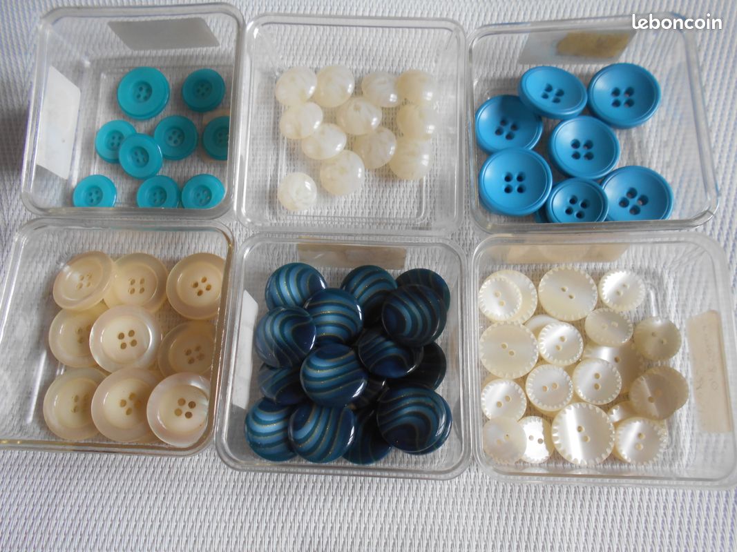 Lot De 6 Boutons Vintage Arlequin - Couleurs Bleu, Rose, Vert - Diamètre 2,2 Cm - Occasion