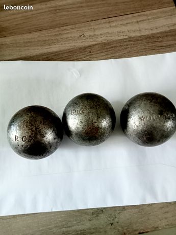 3 Boules De Pétanque Anciennes JB France Acier - Avec Sacoche