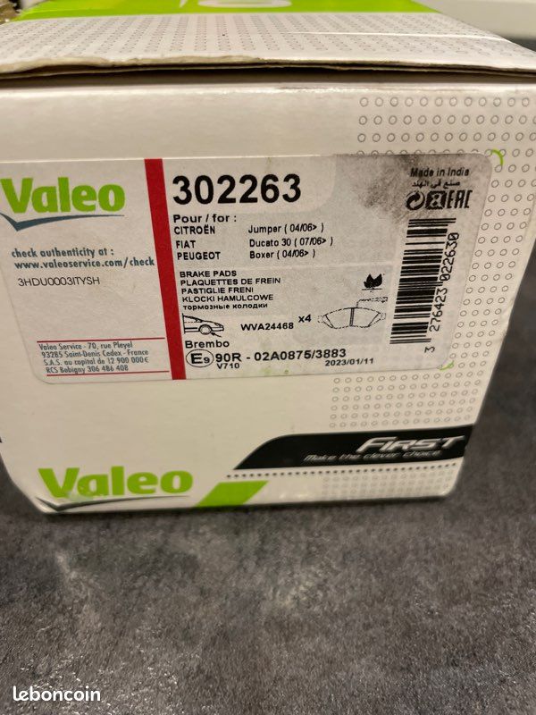 VALEO 302263 Plaquettes De Frein Avant – Pour Fiat Ducato (250, 290) – Avec Témoin D'usure, Certifié ECE-R90