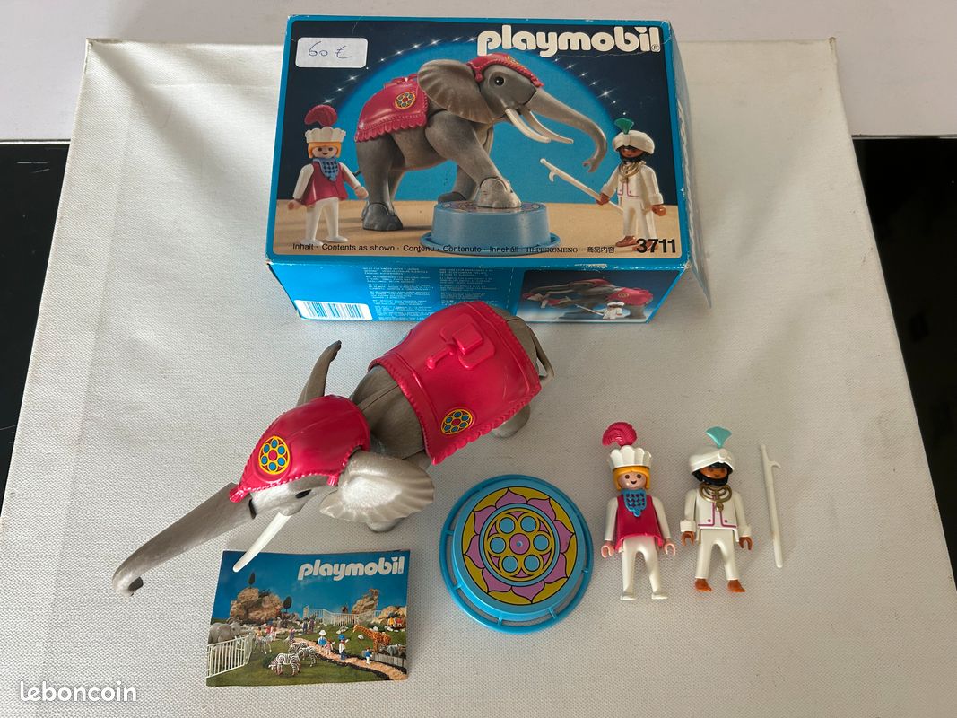 Playmobil Vintage – Cirque Avec Dresseur Et éléphant – Set 3553 De 1982 – Occasion
