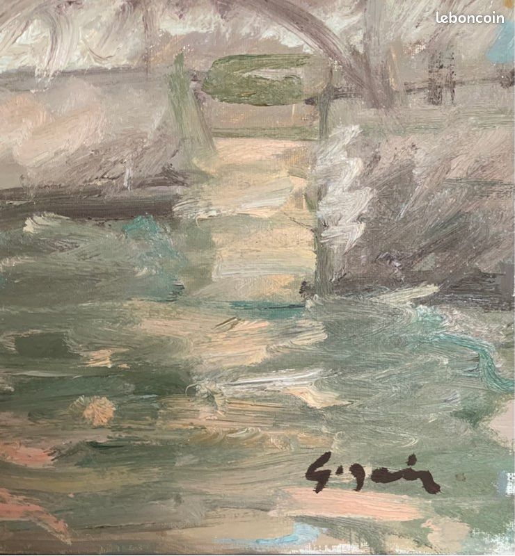 Huile sur toile, Paris le pont des Arts signée Pierre Gogois (image 2)