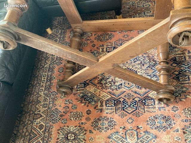 Piétement de table ancien en bois massif vintage (image 7)