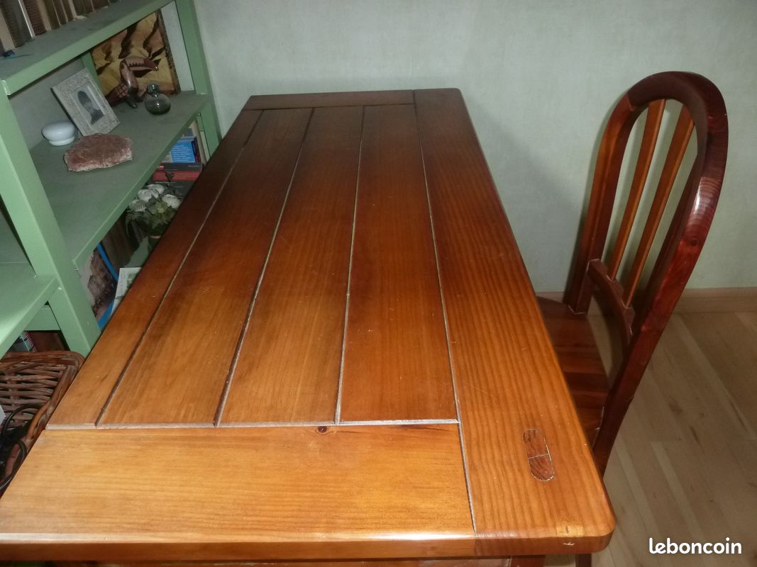 Table de bureau et chaise en pin massif couleur de finition merisier (image 2)