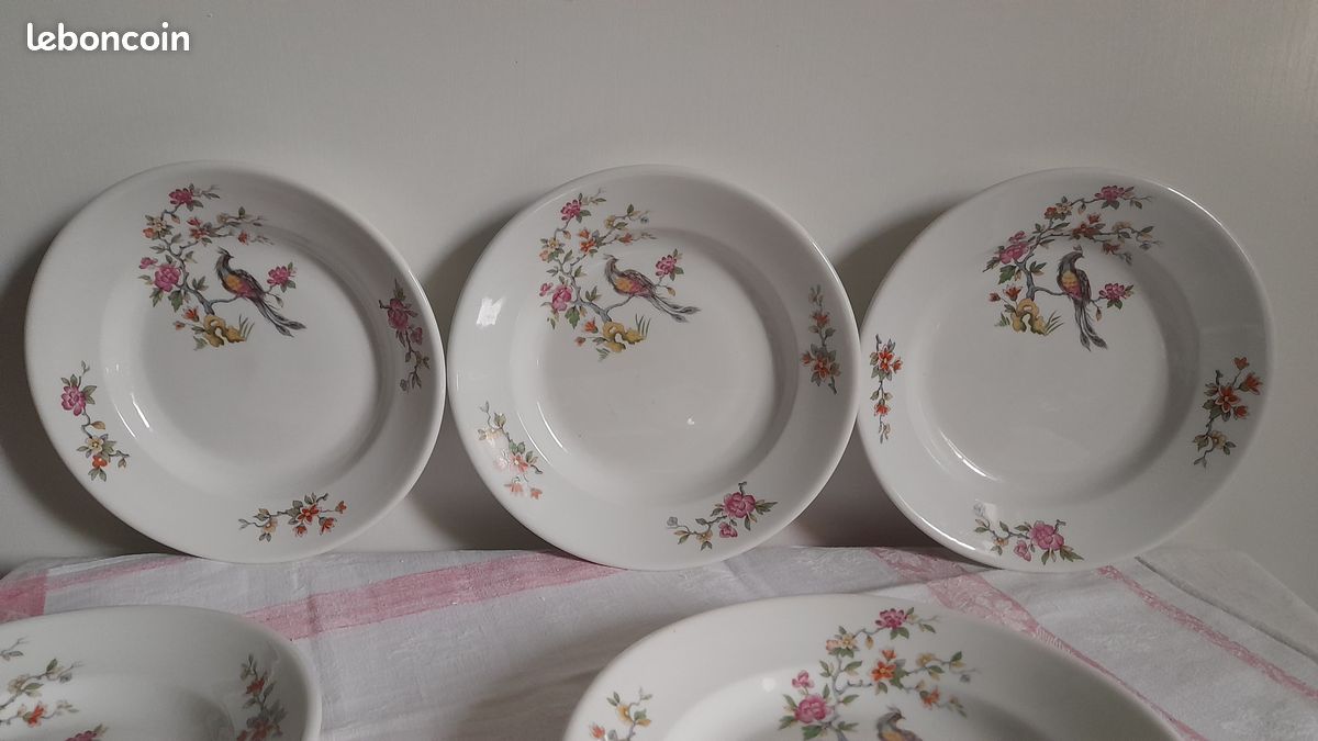 Superbes sept anciennes assiettes creuses Fonteyne la Rochelle Véritable porcelaine extra dure en excellent état (image 4)