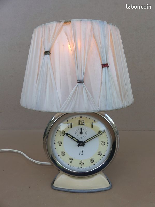 Ancien réveil lampe de chevet JAZ LAMPIC / JAZIC rare vintage FONCTIONNE abat-jour lamelles plastique années 50 (image 18)