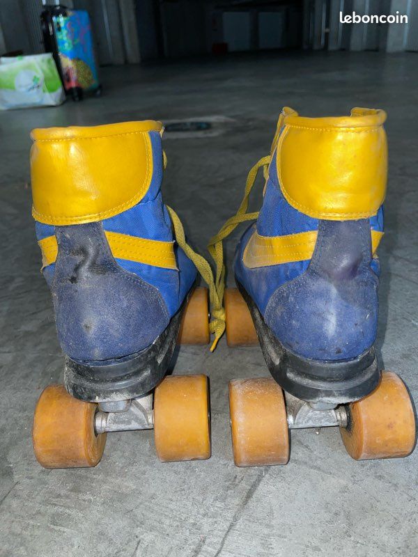 Roller Quad Vintage P37 P38 – Bleu Et Jaune – Patins à Roulettes Occasion