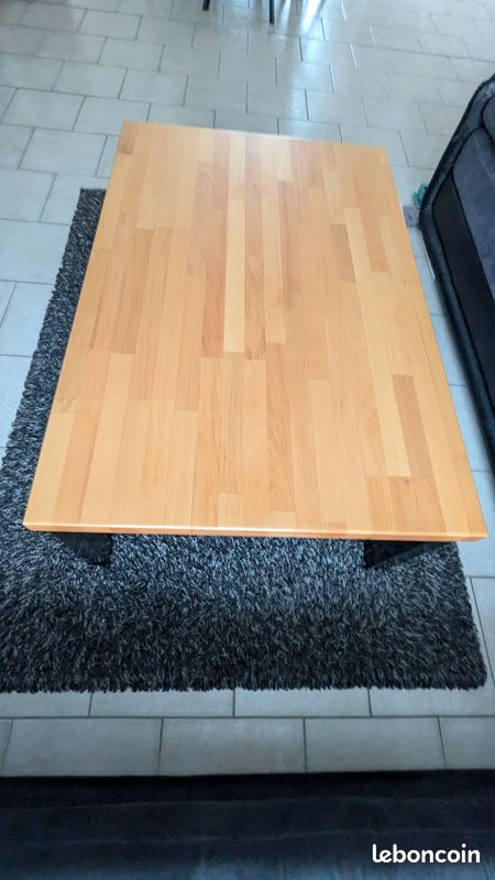 Table basse industriel hêtre massif (image 8)
