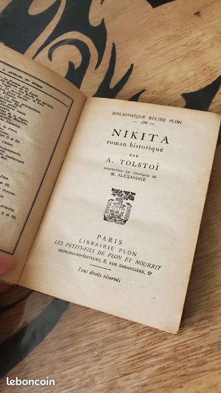 Nikita - Roman historique d'A. Tolstoï, édition Plon (version française rare) (image 2)