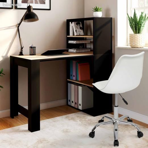 Bureau Bibliothèque Comtemporain Façon Hêtre et Noir (image 4)
