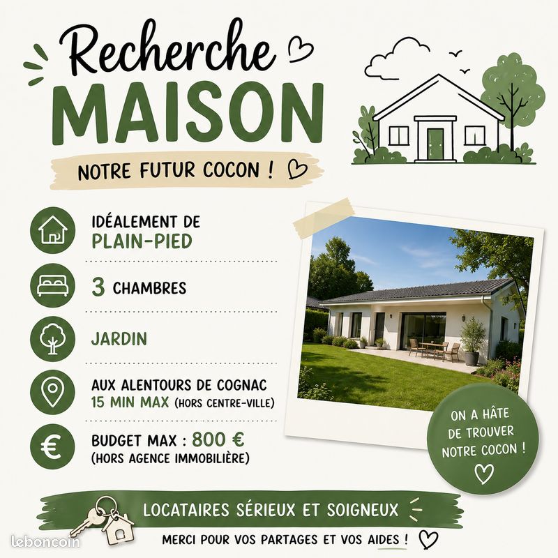Maison 6 pièces · à Gensac-la-Pallue · 800 €/mois
