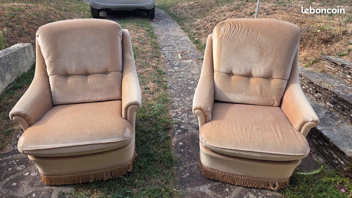 Lot 2 fauteuils beige (image 1)