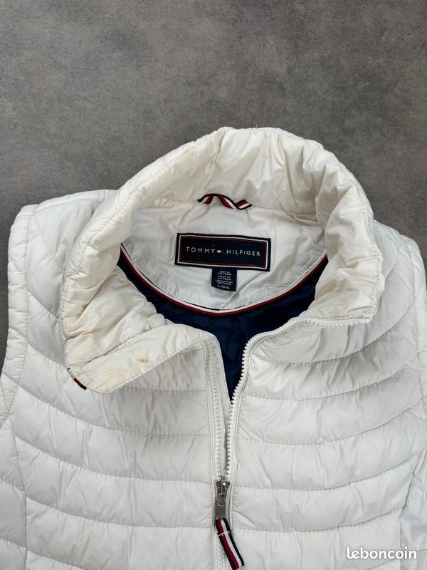 Gilet Tommy Hilfiger matelassé zippé doudoune sans manches col montant Blanc Femme taille L #CC0018 (image 10)