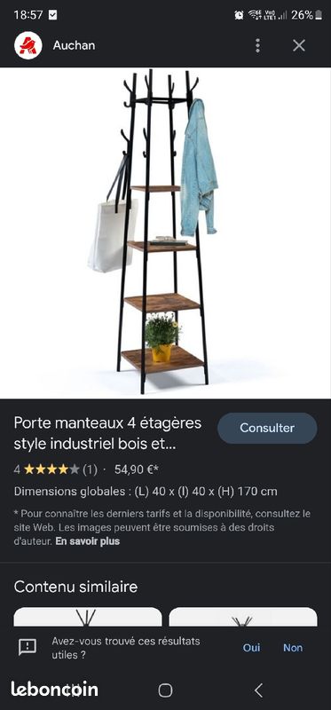 Porte manteaux 4 étagères bois style industriel (image 5)