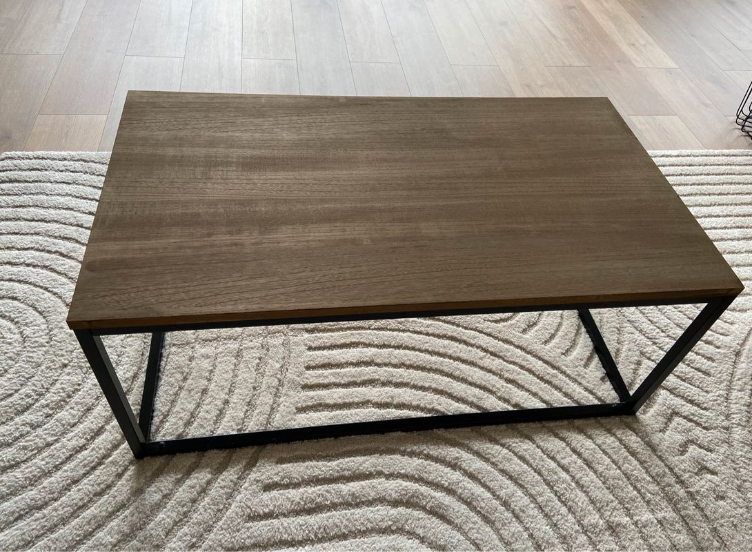 Table basse plateau bois style indus