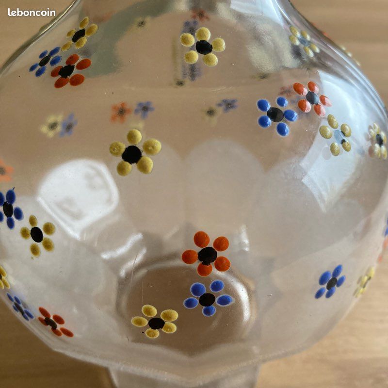 Carafe verre fleurs émaillées (image 2)