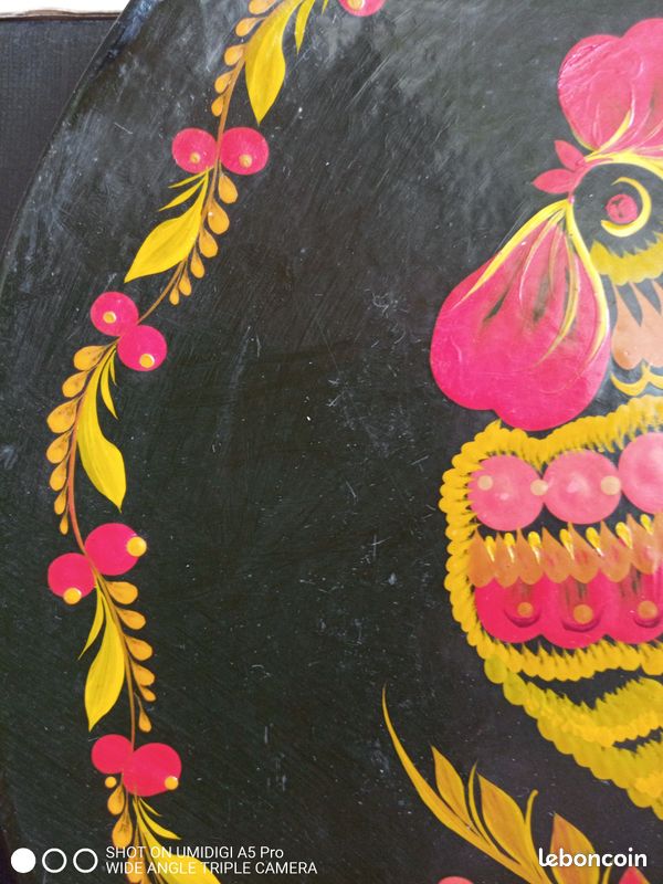 Plateau En Bois Fait Main, Motif Coq, Couleur Jaune, Pour Service Ou Déco