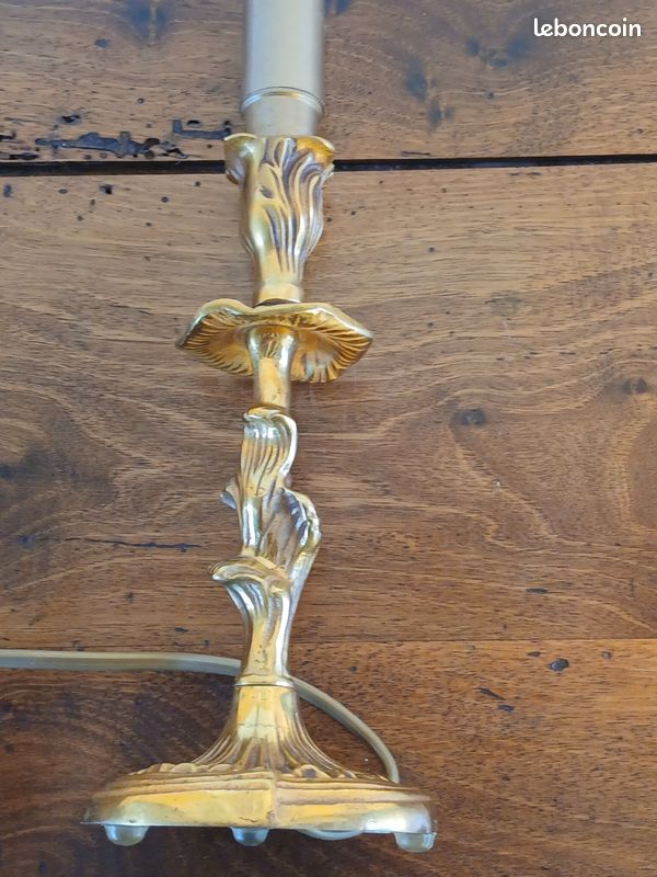 Pied de lampe en bronze doré vintage style rococo ou Louis XV (image 3)